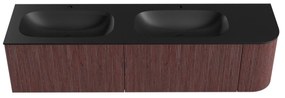 Mondiaz Kurve 175cm badmeubel ronding rechts ruby met 2 lades en 1 deur en wastafel big small dubbel/links 2 kraangaten urban