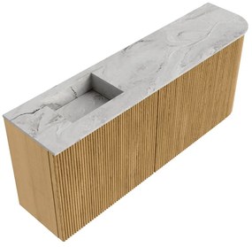 Mondiaz Joya DLux 100cm toiletmeubel ronding rechts oak met wastafel faye links zonder kraangat glace