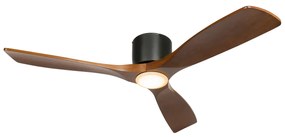 Plafondventilator met lamp zwart met hout 131.5cm incl. LED dimbaar met afstandsbediening - Jerri Modern rond Binnenverlichting Lamp