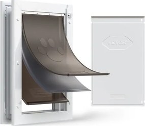 VEVOR Hondenluik (Groot) met 3 magnetische kleppen en metalen frame, weerbestendig kattenluik voor binnen- en buitendeuren, kattenluik, hondenluik, huisdierluik, wit, 26,04 x 41,28 cm (breedte x hoogte) Huisdierluik