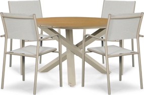 Tuinset Ronde Tuintafel 4 personen 125 cm Aluminium Taupe  Presto Brentino/Ancona