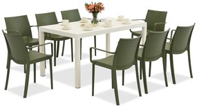 King/Victoria tuinset wit en groen voor 8 personen Bica