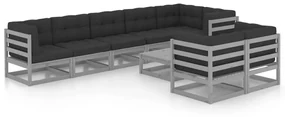 vidaXL 9-delige Loungeset met kussens massief grenenhout