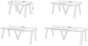 AVERY eik Craft Goud/ onderkant wit - LOFT/INDUSTRIËLE TAFEL VOOR WOONKAMER / EETKAMER UITKLAPBAAR TOT 330 cm!