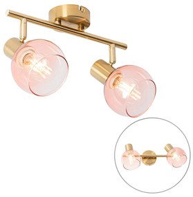 Smart Spot / Opbouwspot / Plafondspot goud met roze glas incl. 2 Wifi P45 - Vidro Art Deco E14 Binnenverlichting Lamp