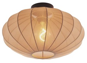 Japandi plafondlamp bruin met stoffen kap - Bida Design E27 rond Binnenverlichting Lamp