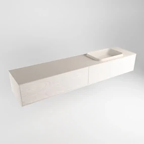 Mondiaz Erin 200cm badmeubel Underlayment met 2 lades en beige wastafel rechts zonder kraangaten