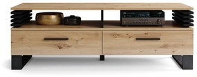 GOKEE RTV-145 Eiken Artisan/Zwart Mat - MODERNE KAST VOOR ONDER DE TELEVISIE MET LAMELLEN