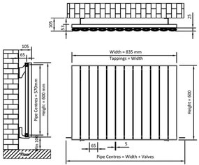 Eastbrook Sandhurst radiator 85x60cm aluminium 901W wit mat