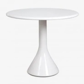 Melody Ronde Tuintafel, Ø90 Cm, Gemaakt Van Cement En Glasvezel Wit - Sklum