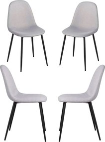 Set van 4 Zwarte Teok Stoffen Stoelen