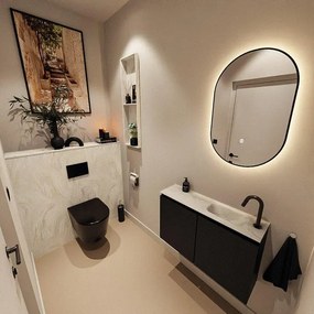 MONDIAZ TURE-DLUX 80cm toiletmeubel Urban. EDEN wastafel Ostra positie rechts. Met 1 kraangat. TUREDX80URBR1OST