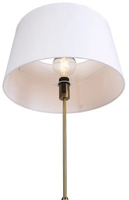 Vloerlamp brons met linnen kap wit 45 cm verstelbaar - Parte Landelijk / Rustiek E27 cilinder / rond rond Binnenverlichting Lamp
