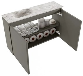 Mondiaz Ture DLux toiletmeubel 80cm smoke met wastafel glace links zonder kraangat