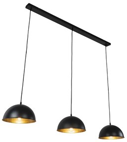 Eettafel / Eetkamer Smart hanglamp zwart met goud 3-lichts incl. Wifi A60 - Magnax Industriele / Industrie / Industrial E27 Binnenverlichting Lamp