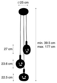 Industriële hanglamp zwart incl. LED 3-lichts dimbaar - Facil Industriele / Industrie / Industrial E27 rond Binnenverlichting Lamp