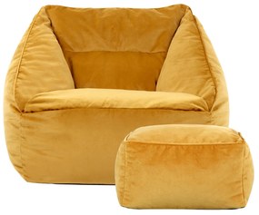 Natalia Velvet Armchair Bean Bag + Footstool