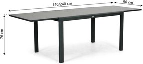 Dining Tuintafel rechthoekig uitschuifbaar 140/240x90 cm Grijs Montaro