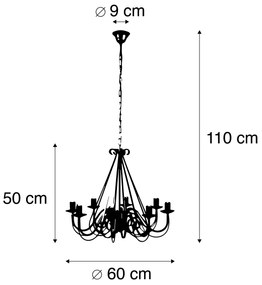 Eettafel / Eetkamer Klassieke kroonluchter roestbruin 8-lichts - Giuseppe Klassiek / Antiek, Landelijk / Rustiek E14 rond Binnenverlichting Lamp
