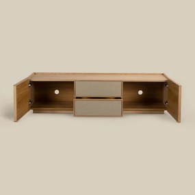 Tv-meubel Eiken Met Stoffen Deuren 150 Cm - 150x40x40cm.