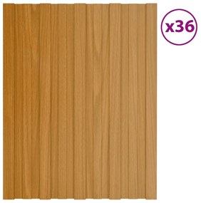 vidaXL Dakpanelen 36 st 60x45 cm gegalvaniseerd staal lichthoutkleurig