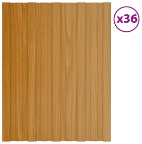 vidaXL Dakpanelen 36 st 60x45 cm gegalvaniseerd staal lichthoutkleurig