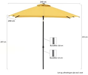 Shadowline Push-up parasol 240x240cm
