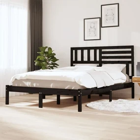 vidaXL Bedframe massief grenenhout zwart 120x200 cm