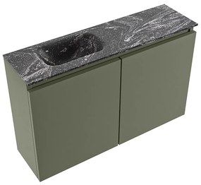 Mondiaz Ture DLux toiletmeubel 80cm army met wastafel lava links zonder kraangat