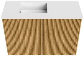 Mondiaz Joya 60cm toiletmeubel oak met wastafel faye links zonder kraangat talc