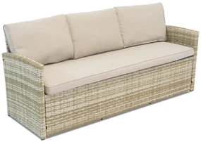 Driezitsbank van kunststof rotan Monaco Garden Point beige