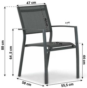 Tuinstoel stapelbaar Aluminium Grijs-antraciet Lifestyle Garden Furniture Sella