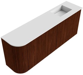 Mondiaz Joya 100cm toiletmeubel ronding links ruby met wastafel faye rechts zonder kraangat talc