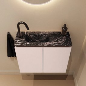 Mondiaz Ture DLux toiletmeubel 60cm rosee met wastafel lava links met kraangat