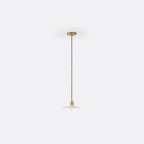 Hanglamp in messing en geribbeld glasØ20 cm, Iloa