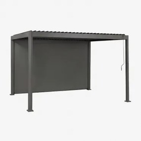 Bioclimatische Aluminium Pergola Met Lamellen En Zijscherm Druvia Grijs – Grafiet & Pergola Van 3x4 M Met 1 Zonnescherm Van 4 M - Sklum