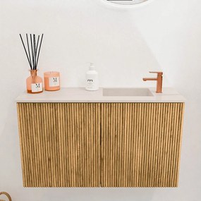Mondiaz Joya DLux 70cm toiletmeubel oak met wastafel faye rechts 1 kraangat meli