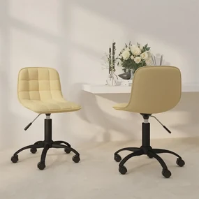 vidaXL Eetkamerstoelen draaibaar 2 st fluweel crèmekleurig