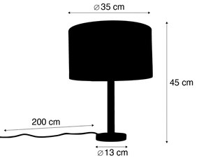 Tafellamp hout met velours kap taupe 35cm - Mels Landelijk, Klassiek / Antiek E27 rond Binnenverlichting Lamp