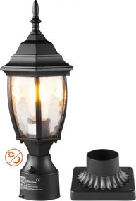 VEVOR Outdoor Schemer-tot-Dageraad lantaarnpaallamp, 400 mm hoog, waterdichte lantaarnpaallamp met 3,5 inch glazen kap op de paalbevestiging, bliksembestendige buitenpaallantaarn voor op terras en tuinpad