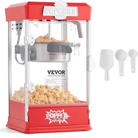 VEVOR Popcorn Maker 480W Popcornmachine Popcornmachine 4 oz Waterkoker Maakt 1,5 gallon per lading, Tafelmodel popcornmachine inclusief 3 scheppen, Popcornmachine met bioscoopstijl Rode Café