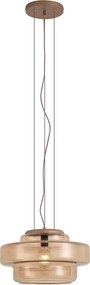 Retro hanglamp donker brons met amber glas - Barb