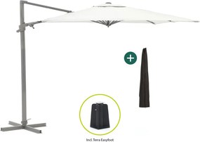 + 10% kassakorting | Parasol Shadowline Francisco | Inclusief hoes | Vierkant | 260x260cm | Met draaihendel | Grijs/Antraciet | Kees Smit Tuinmeubelen