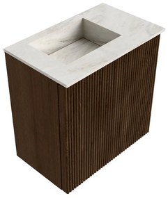 Mondiaz Joya DLux 40cm toiletmeubel walnut met wastafel faye links zonder kraangat ostra
