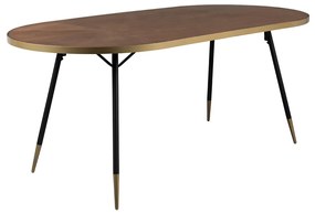 Lavis Denise Ovale Eettafel Walnoot En Messing - 180 X 90cm.