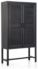 Eleonora Vic Zwarte Kast Met Rotan Webbing - 90x35x160cm.