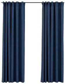 vidaXL Gordijnen linnen-look verduisterend haken 2 st 140x225 cm blauw