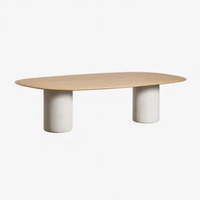 Ovalen Eettafel Van Mdf En Cement Lysander Eikenhout & 270 X 110 Cm & Lichtgrijs - Sklum