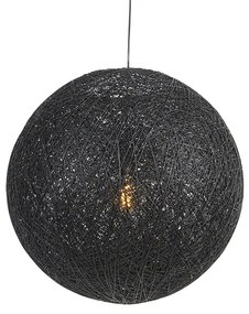 Landelijke hanglamp zwart 60 cm - Corda Landelijk E27 bol / globe / rond rond Binnenverlichting Lamp