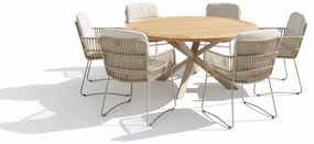 4 Seasons Outdoor Murcia tuinset latte met Prado tafel teak blad Ø 160 cm * Sale * Tuinset   beige weerbestendig